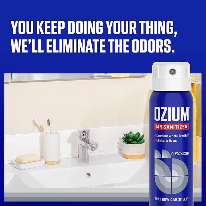 Ozium 3.5oz Air Sanitizer Spray & Odor Eliminator for Homes, Cars, Offices and More, New Car Smell, (Pack of 2)
