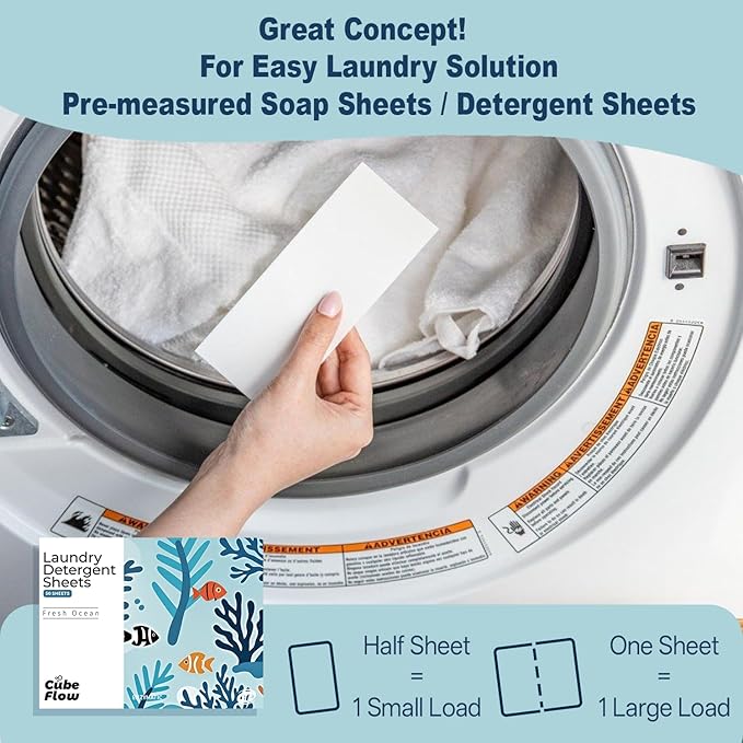 Laundry Detergent Sheets, Ebony Rose Scent - 100 Loads | 72-hour long lasting fragrance, Eco Friendly Sheets | Pre-Measured, Liquidless for Deep Clean | Hypoallergenic (Fresh Ocean)
