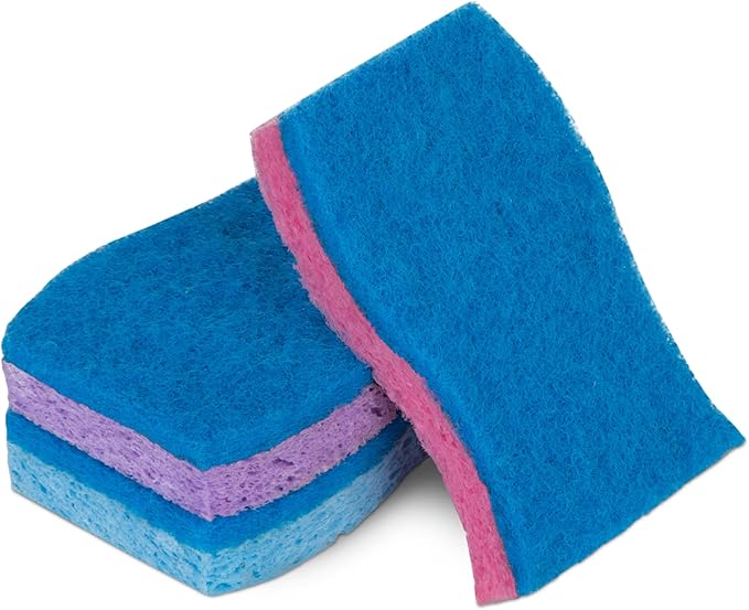 Smart Design Non-Scratch Cellulose Smart Scrub Sponge - Set of 9 - Ultra Absorbent - Ergonomic Shape - Cleaning, Dishes, & Hard Stains - Blue