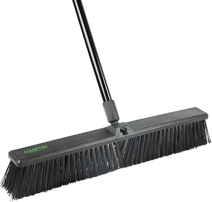 Restaurantware-BROOM HEAD ONLY: Clean Tek Professional 23.62-Inch Push Broom Head, 1 Heavy-Duty Cleaning Tool - Handle Sold Separately, Fine Flagged Bristles, Black Plastic, Outdoor Use