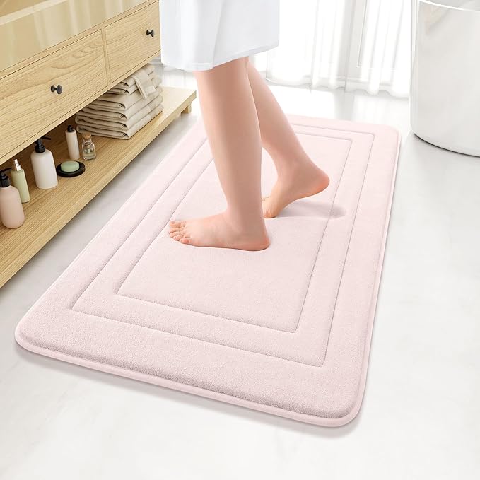 Arotive Memory Foam Bathroom Rug Mat 36x24, Ultra Soft and Absorbent Bath Mat, Machine Wash Dry, Comfortable Bath Rug Carpet for Bathroom Floor, Tub and Shower, Pink