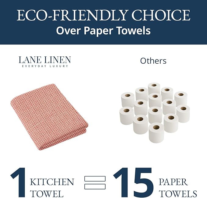 LANE LINEN Kitchen Towels Set of 12-100% Cotton, Quick-Drying 18” x 28” Absorbent Dish & Tea Towels, Premium Hand Towels for Drying Dishes - Christmas Red