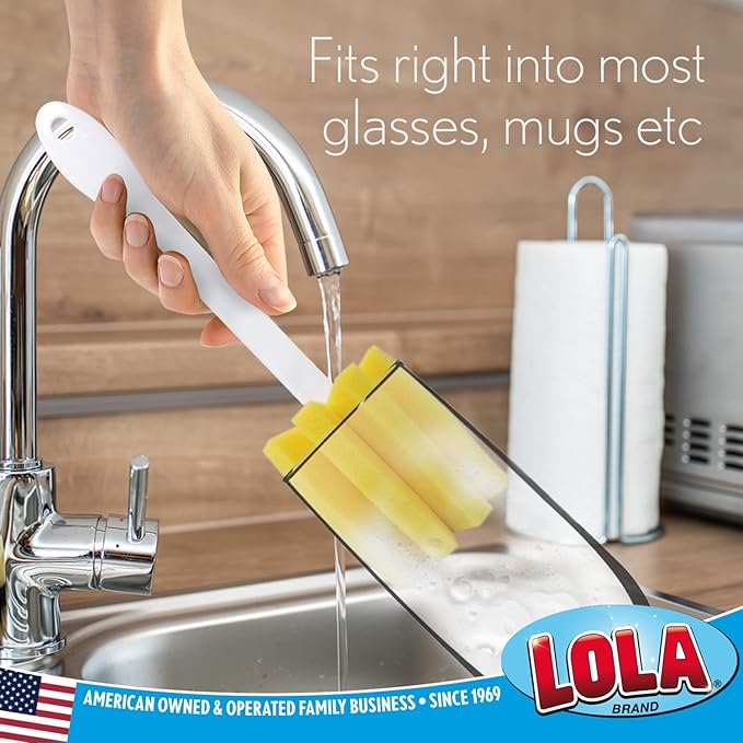 LOLA Glass & Jar Sponge Brush, Star Shaped, Foam Material, Dishwasher Safe, Non-Scratch, Perfect for Glasses, Mugs, Bottles. 1 Count