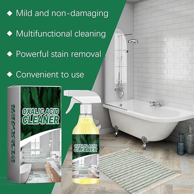 New Upgraded Oxalic Acid Cleaner Spray,Multi-purpose powerful stain remover，Rust Remover for Bathroom, Multi-Surface Cleaning for Bathtub, Porcelain & Tiles (1Pcs)