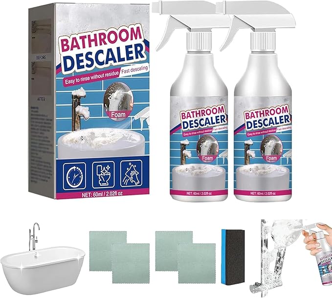 Bathroom Descaler Foam Cleaner Spray, All-Purpose Bathroom Descaler Foam Spray, For Bathtub, Toilet, Glass, Faucet, Fresh Scent