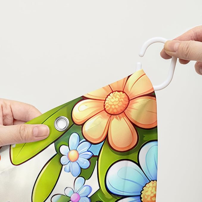 AILONEN Cute Cartoon Sea Turtle Shower Curtain,Kawaii Sea Turtle with Butterfly Bath Curtain for Kids,Boys,Girls,Colorful Flowers Waterproof Fabric Shower Curtain Set with Hooks,72" W*72" H