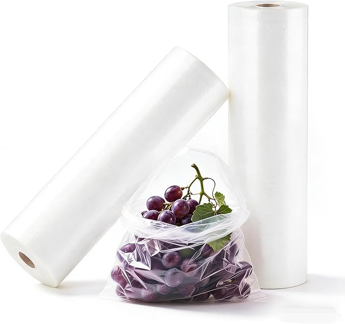 Food Storage Bags, 2 Rolls 12x16 Clear Plastic Produce Bags Roll for Food Storage, Bread, Vegetables, Fruit, and More, 350 Bags/Roll