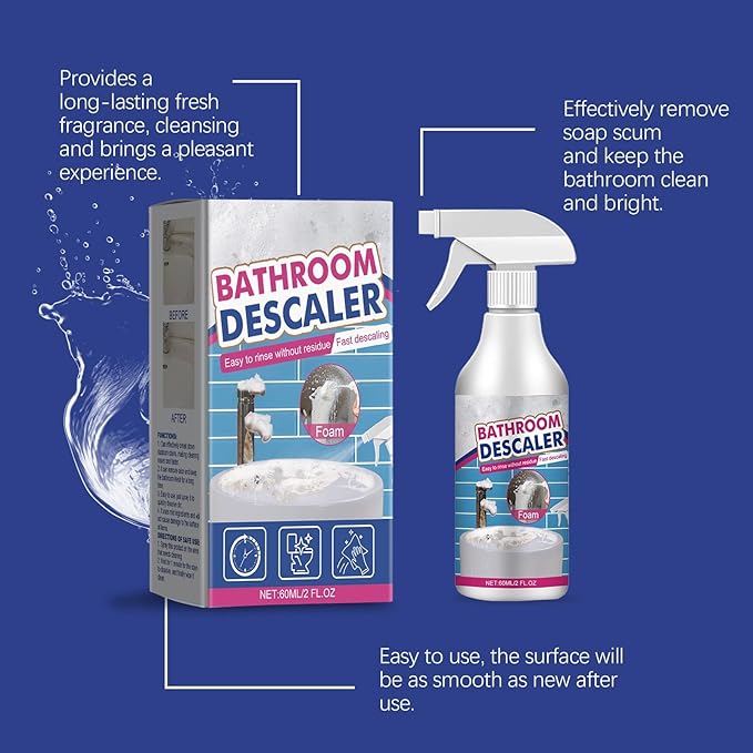 Bathroom Descaler Foam Cleaner, 2025 Upgrade All-Purpose Bathroom Descaler Foam Spray, bathroom descaler, Stubborn Stains Cleaner for Bathtub, Toilet, Glass, Faucet (3)