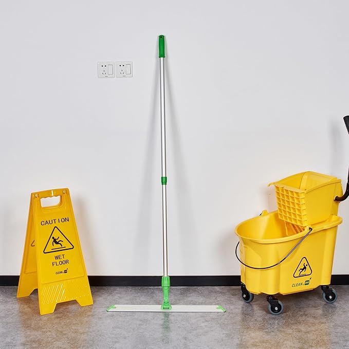 Restaurantware-Clean Tek Professional 59.8 Mop Handle, 1 Telescopic Mop Stick - Frame And Pads Sold Separately, 26.8 Inches To 59.8 Inches, Green Aluminum Adjustable Handle, Ergonomic