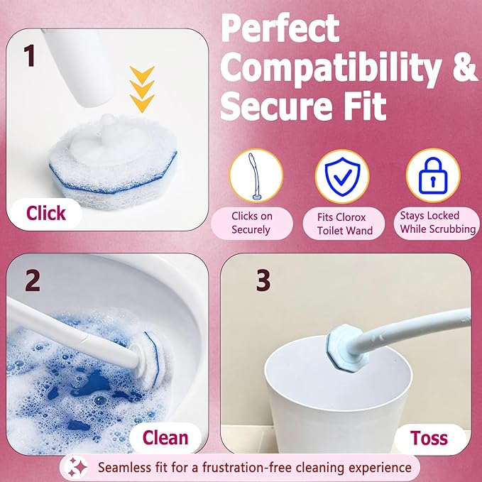 Disposable Toilet Wand Refills for Clorox 30 Count, Toilet Cleaner Refills Pads (Not Included Brush Rod) Cherry blossom fragrance
