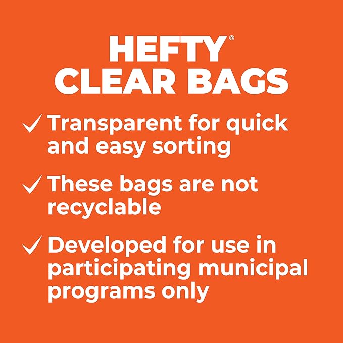 Hefty Clear Trash Bags,Clear,13 Gallon,60 Count (Pack of 6)