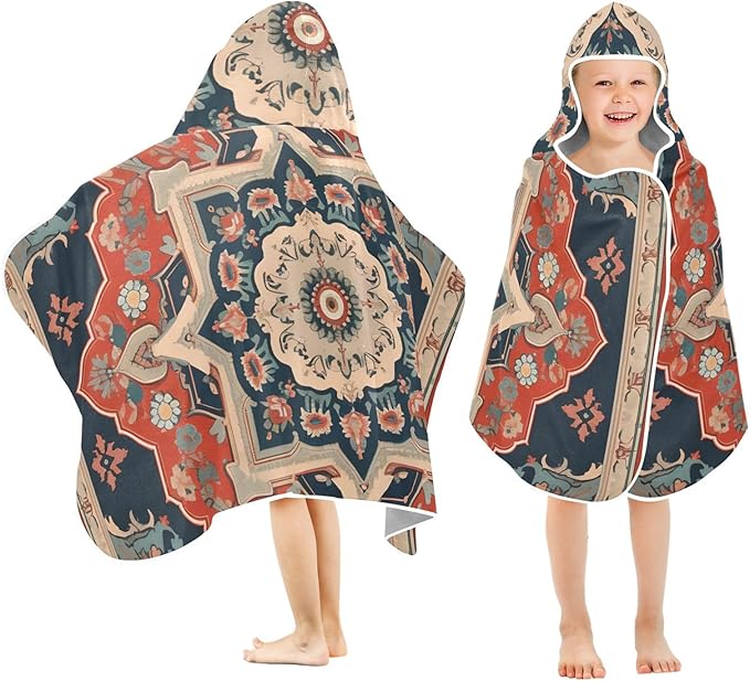 Hooded Towel for Kids Fantanbulas Tribal Floral Beach Wrap Bath Towels 50x23.5in