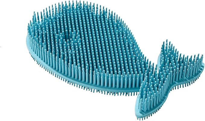 Fox Run Silicone Whale Dish Scrubber, 6" Multipurpose Kitchen Cleaning Brush