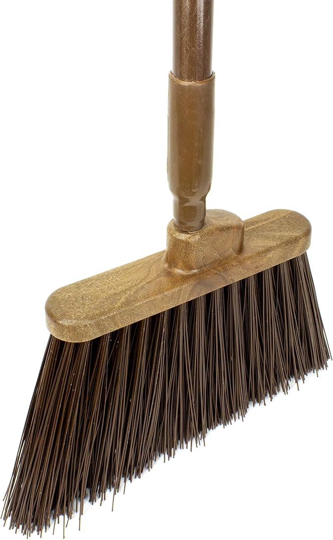 SPARTA 41083EC01 Plastic Color Coded Broom, Unflagged Bristles, Long Broom With Angled Head For Small Debris Cleaning, 56 Inches, Brown