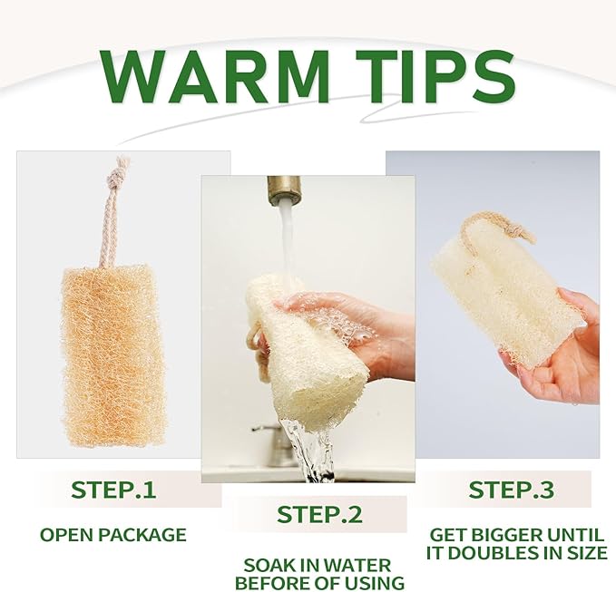 Natural Loofah Dish Sponge Pack 6 Vegetable Scrubber for Kitchen -100% Biodegradable Compostable Dishwashing Scouring Pad Zero Waste Plastic Free Eco Friendly Sustainable