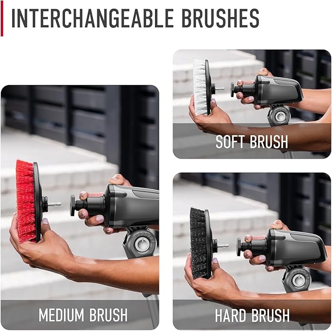 Hoover ONEPWR Telescoping Cordless Scrubber, Water Resistant, with 4-Feet Extending Cleaning Reach, BH51000V + 3-Piece Multi-Purpose Cleaning Brush Kit, AH86400