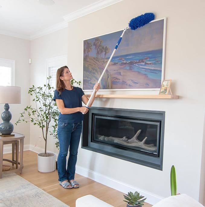 Unger Connect and Clean Dusting Kit with 4' Steel Pole, Features Microfiber Duster, Cobweb and Corner Duster and Microfiber Feather Duster, High-Access Dusting and Cleaning