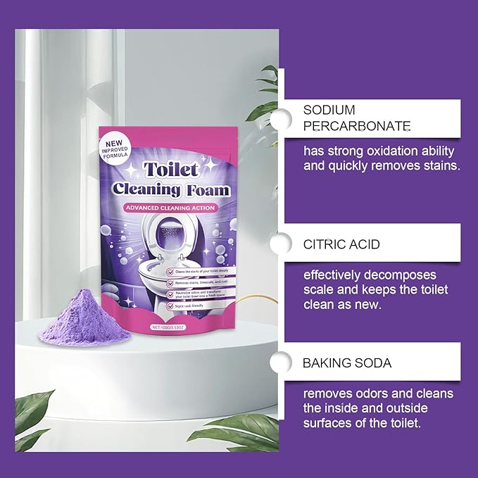 Ultra Foaming Toilet Cleaner Powder Pouches Self-Activating Cleaning Foam Easy Deep Clean for Home & Bathroom ﻿