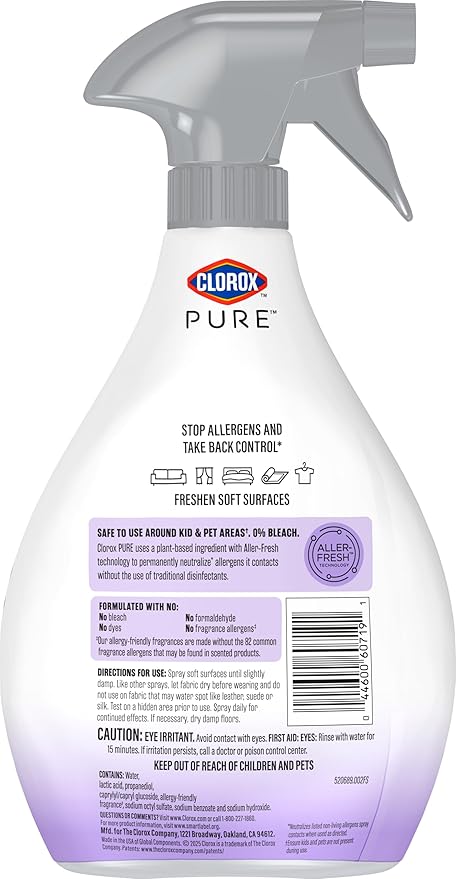 Clorox PURE Allergen Neutralizer Fabric and Carpet Spray, Nighttime Calm, 26 Fluid Ounces (Pack of 2)