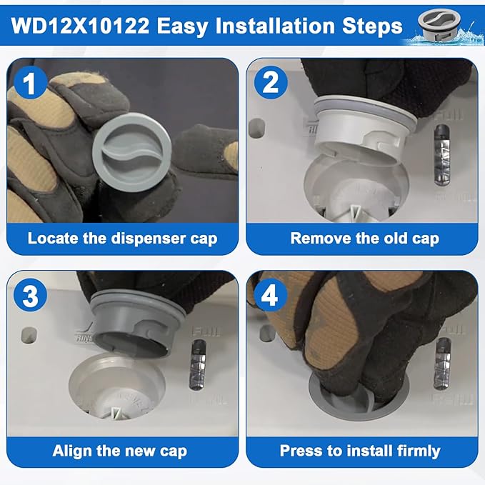 WD12X10122 Dishwasher Rinse Aid Dispenser Cap Compatible with GE Dishwasher Replaces WD12X10102 WD12X10200 PS958932 EAP958919 AH958932 (2 Pcs)