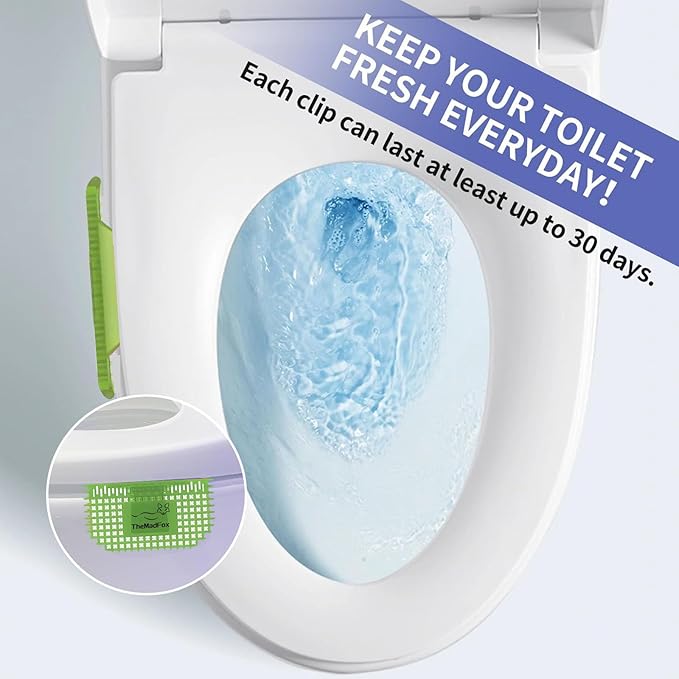 12 Pack Toilet Bowl Freshener Clip, Eco Bowl Clip Air Freshener for Bathroom, Odor Eliminator with Natural Cucumber Scent, Long Lasting Up to 30 Days, Discreet Secure Clip for Toilet Rim
