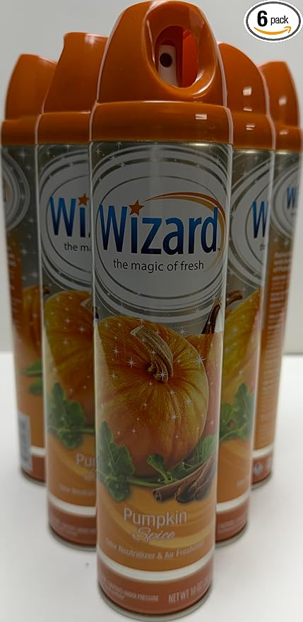 Wizard The Magic of Fresh | Odor Neutralizer & Air Freshener - 10 Oz. Pumpkin spice (Pack of 6) (Packaging May Vary)