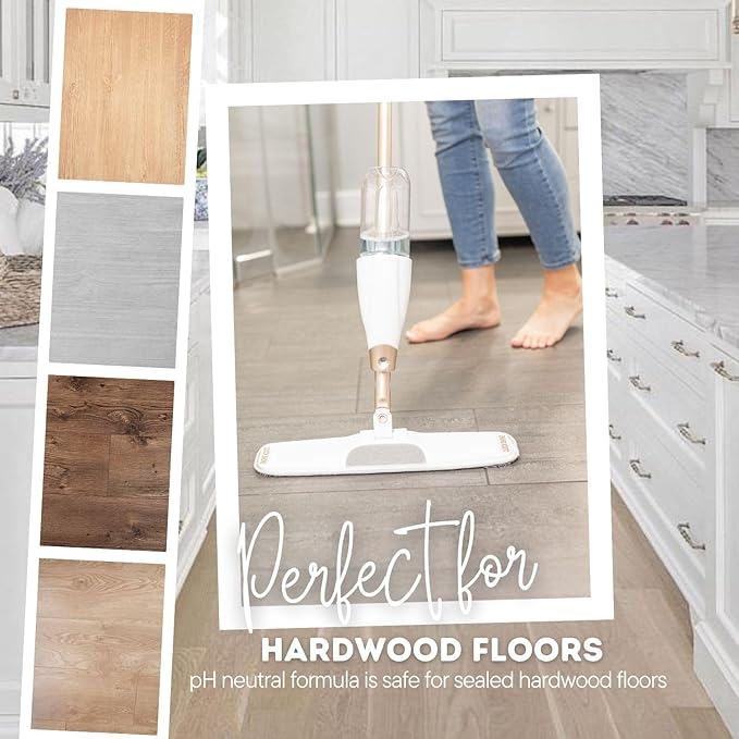 Quick Shine Hardwood Floor Cleaner 64oz, 4Pk| Use in Spray & Vac Mops| Removes Dirt & Scuff Marks| Ready-to-Use, Streak Free, No Rinse| Safer Choice Cleaner| Perfect for Gentle and Effective Cleaning