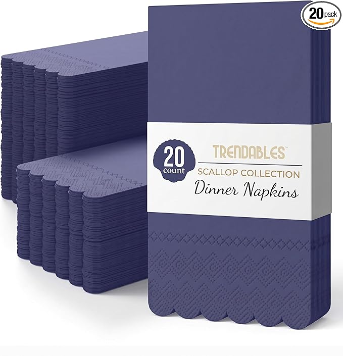 Party Solids Purple Scalloped Napkins Disposable 20 Pcs 3-Ply Purple Scalloped Dinner Napkins Disposable Decorative for Dinners & Parties, Paper Guest Towels for Bathroom & Party Supplies