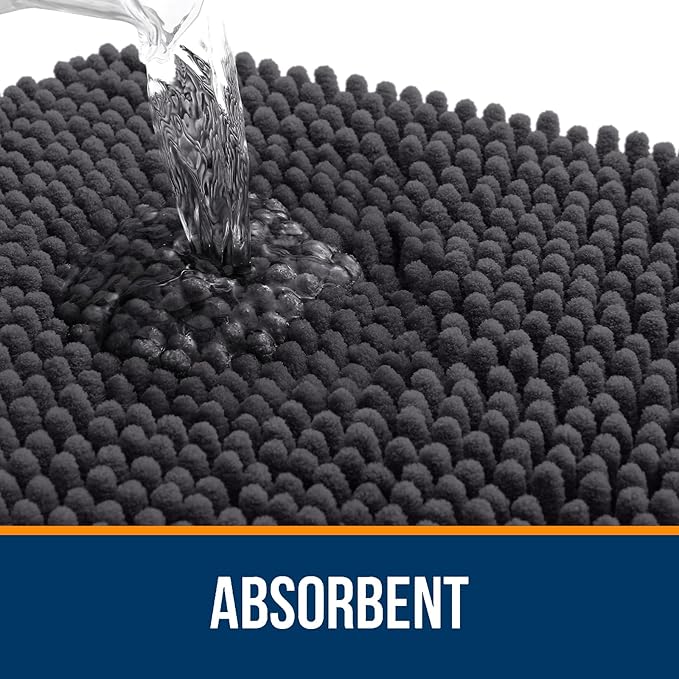 OLANLY Large Bathroom Rugs 47x32, Extra Soft Absorbent Chenille Bath Rugs, Rubber Backing Quick Dry, Machine Washable Bath Mats for Bathroom Floor, Tub and Shower, Home Decor Accessories, Dark Grey