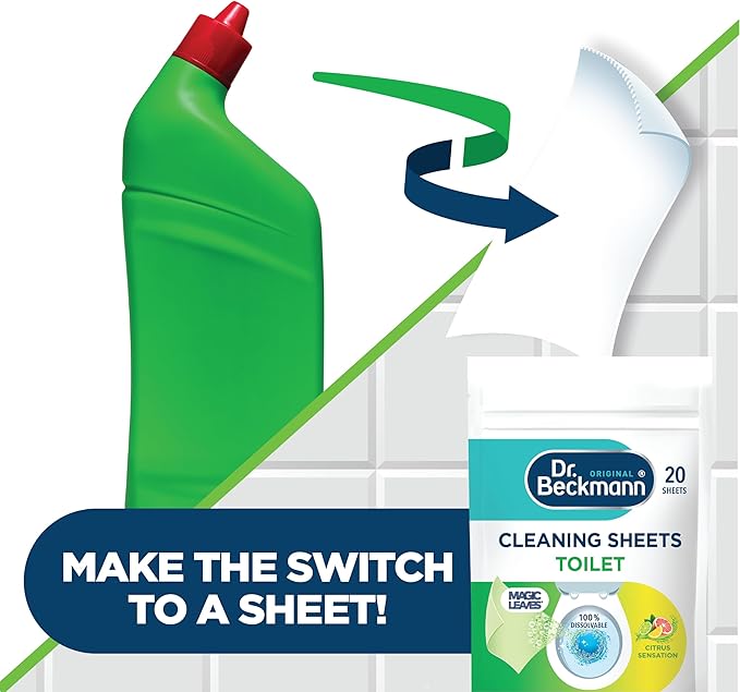 Dr. Beckmann Toilet Cleaning Sheets | Easy Everyday Toilet Cleaning | Hygenic Cleanliness |Citrus Sensation | 20 Sheets
