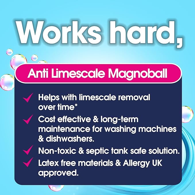 EcoZone Magnoball Anti-Limescale Device for Dishwashers & Washing Machines, Reusable Magnetic Limescale Remover & Descaler, Drum & Interior Cleaner, Vegan & Non Toxic, Scientifically Proven Result