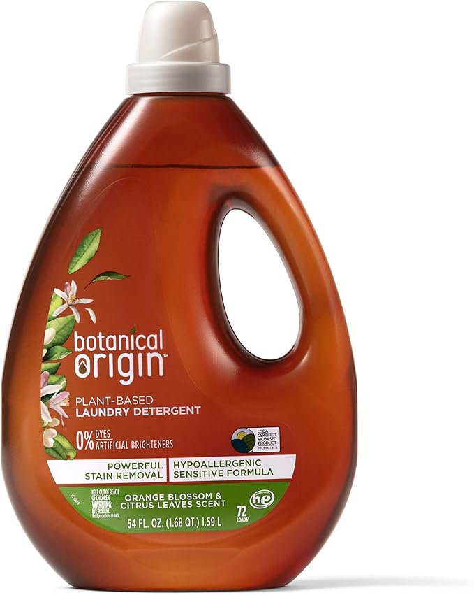 Botanical Origin Plant-based Laundry Detergent Orange Blossom and Citrus Leaves, 54 oz (72 loads)