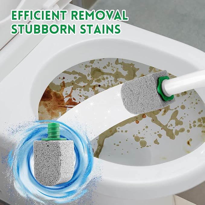 Pumice Stone Toilet Bowl Cleaner,Bathroom Cleaner Brush Toilet Wand Refills with 1Handles For Remove Hard Water Stains with 1 Wand+ 5 Pack Pumice Stones