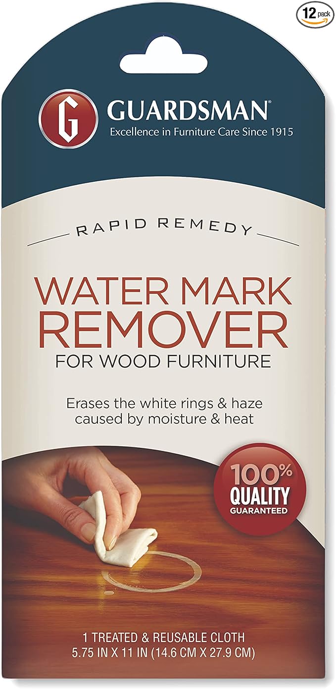 Guardsman Reusable Water Mark Remover Cloth, Wood Cleaner for White Rings & Haze Caused By Moisture and Heat, 1 Count (Pack of 12)