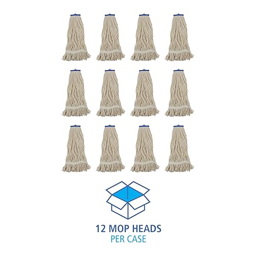 Boardwalk BWK824C Mop Head, Lie-Flat Head, Cotton Fiber, 24oz, White (Case of 12)