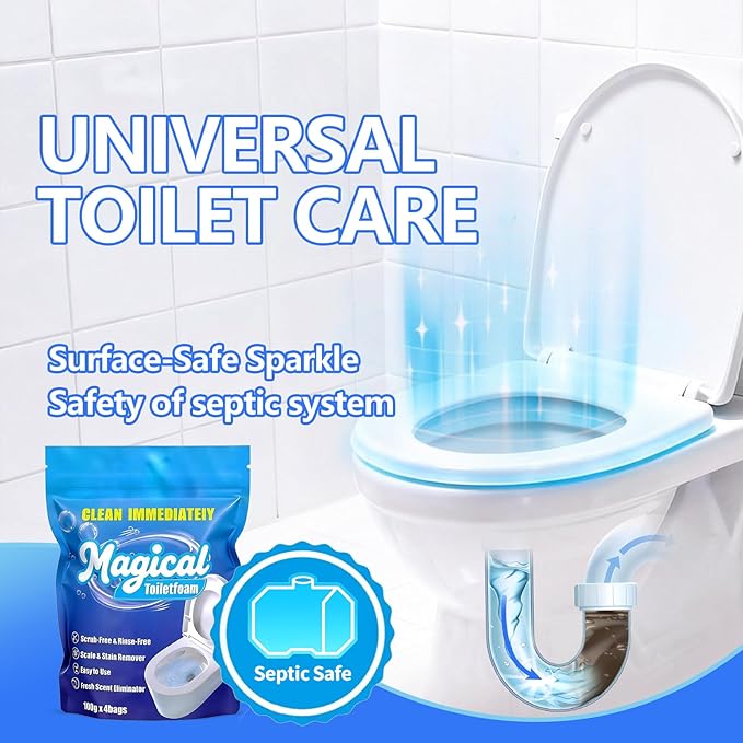 Foaming Toilet Bowl Cleaner Powder: Self-Activating Foam Toilet Cleaner for Deep Cleaning - Stain Remover for Bathroom
