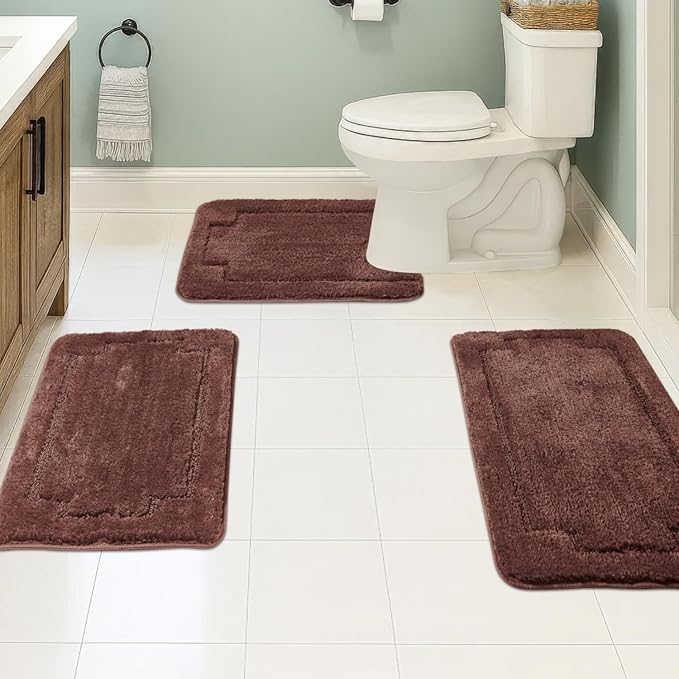 Bath Rugs Bathroom Mat Soft Absorbent Plush Shaggy Soft Floor Non Slip Shower Bath Tub Machine Washable