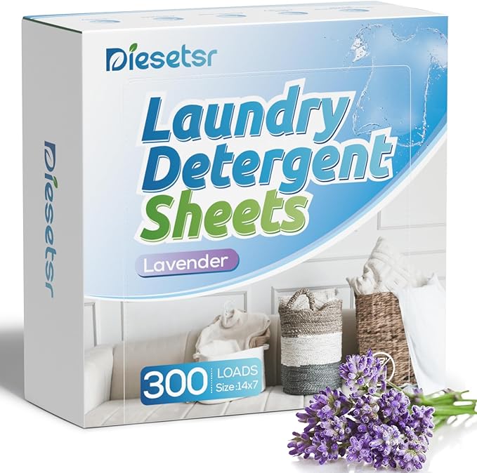 Diesetsr Laundry Detergent Sheets 150 Counts 300 Small Loads Travel Laundry Sheets ECO-friendly,No Plastic Clothes Washing Soap-Lavender