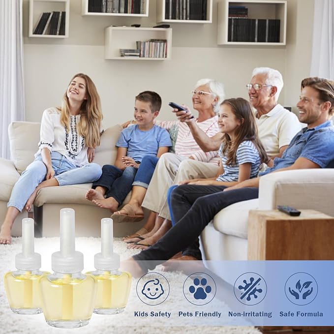 Plug In Air Freshener Refills - Cotton Scent, Wall Plug In Refills, Home Fragrance, 6 Pack (3.96 Fl Oz), Compatible with Air Wick & Glade, Not Include Glade Plus, for Bathroom, Bedroom, Office