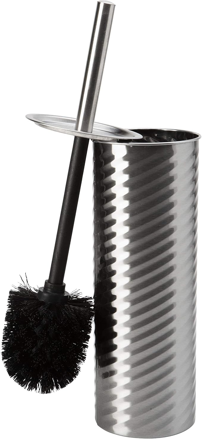Bath Bliss Swirled Texture Toilet Brush & Holder In Chrome
