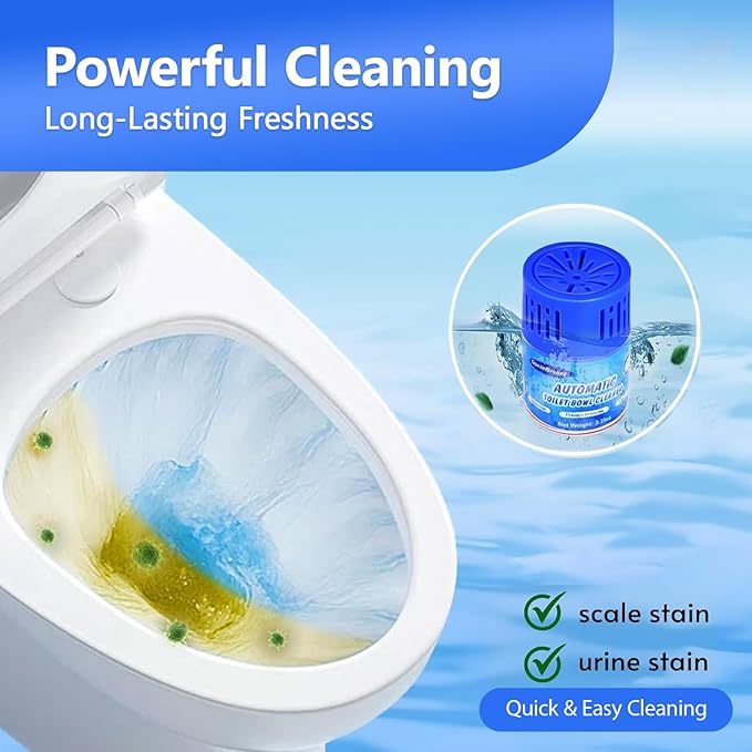 Automatic Toilet Bowl Cleaners Bottles, 2 Pack Long-Lasting Blue Toilet Cleaner Tablets, Septic Safe Toilet Tank Cleaner for Stain Prevention & Odor Removal, Up to 3 Months Each Bottle