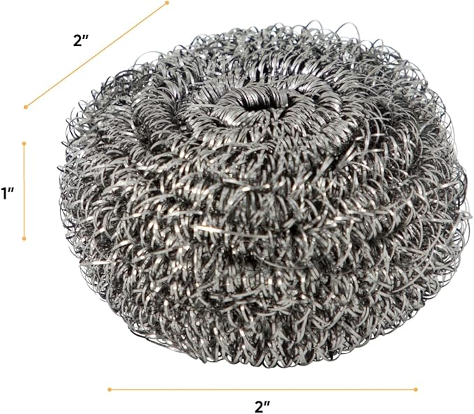 Superio Stainless Steel Scourers Steel Wool Scrubber Pad Used for Dishes, Pots, Pans, Grill, Stoves, and Ovens, Easy scouring for Tough Kitchen Cleaning Pack of 24