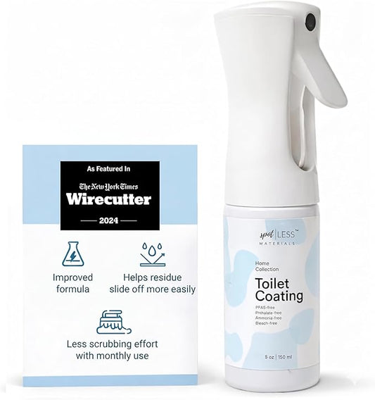 spotLESS MATERIALS Toilet Coating Spray for Ceramic & Porcelain Bowls, Liquid Surface Coating Designed for Easier Routine Cleaning, Helps with Toilet Rings and Daily Buildup, PFAS-Free, 5 oz