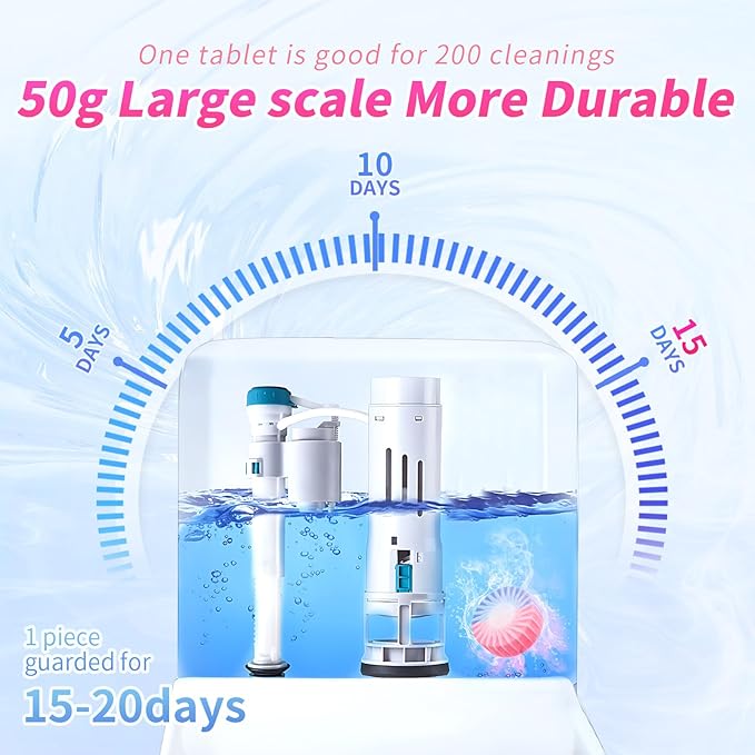 Automatic Toilet Bowl Cleaner Tablets, 30-Pack Long-Lasting Toilet Tank Cleaner for Bathroom, Blue Water Freshener, Prevents Stains & Odor, Safe for All Toilets (30, Blue and yellow)