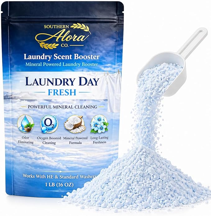 Oxygen Boosted Laundry Scent Booster Powder – Laundry Booster & Odor Eliminator, Laundry Freshener, Deep Clean Detergent Booster, Long Lasting Laundry Scent, HE Safe (1lb) (Laundry Day Fresh)