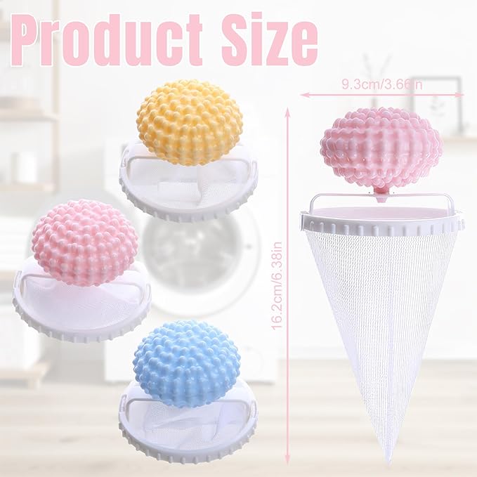 3 Pcs Pet Hair Remover for Laundry 2026 New Washing Machine Hair Catcher Floating Hair Filtering Mesh Removal Reusable Laundry Hair Filter for Pet Loving Families Lint Catcher for Washing Machine