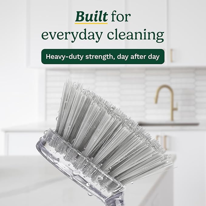 Cuisinart Dish Brush with Handle 2 Pack – Kitchen Scrub Brush for Dishes, Pots & Pans, Non-Scratch Dish Scrubber, Firm Bristles for Sink & Cookware, Comfortable Grip for Everyday Cleaning