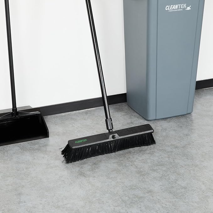 Restaurantware-BROOM HEAD ONLY: Clean Tek Professional 17.13-Inch Push Broom Head, 1 Heavy-Duty Cleaning Tool - Handle Sold Separately, Fine Flagged Bristles, Black Plastic, Outdoor Use