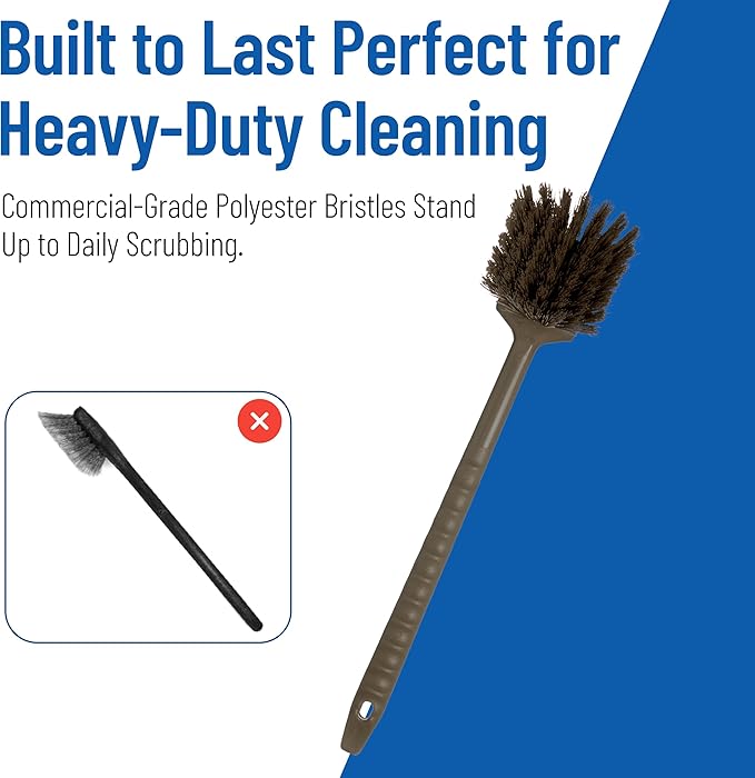 SPARTA 40501EC01 Plastic Large Scrub Brush, Kitchen Brush, Utility Brush With Long Handle For Cleaning, 20 Inches, Brown, (Pack of 6)