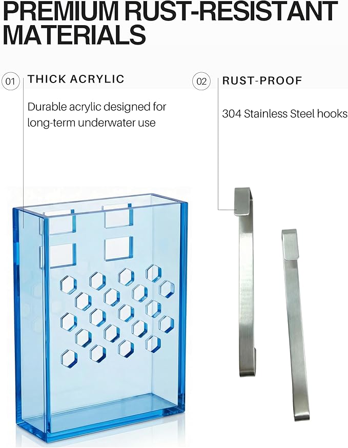 Toilet Tank Cleaning Tablet Holder with Adjustable Stainless Steel Hook – Hanging Dispenser Carrier for Toilet Bowl Cleaners – Prevents Residue Buildup and Tank Damage (Sky Blue, Trumpet)